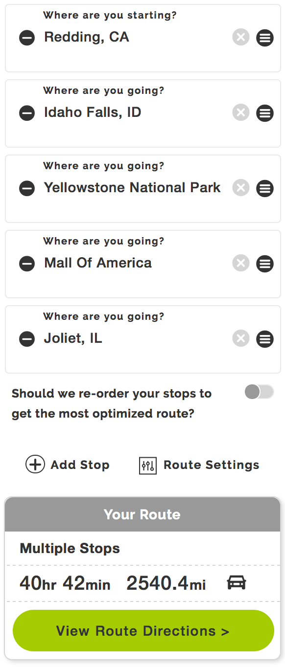 mapquest trip planner